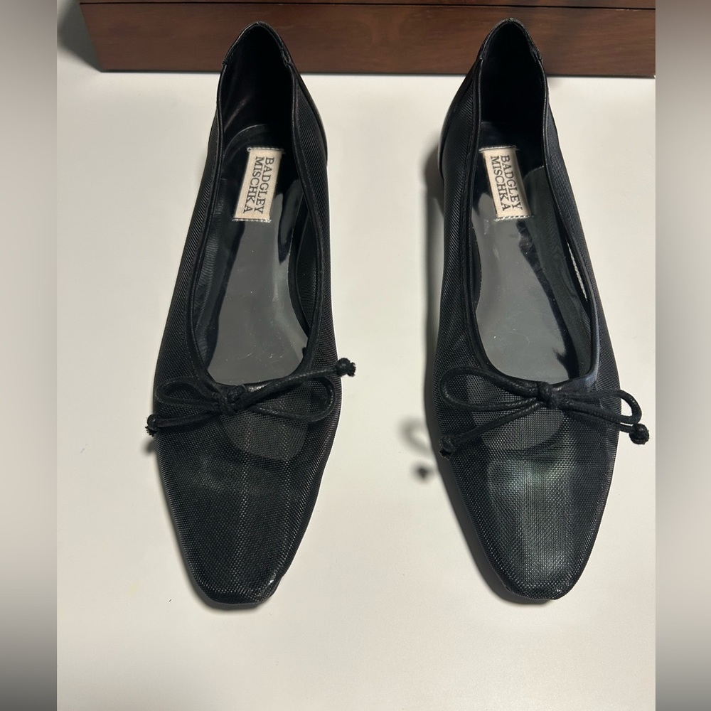 Badgley Mischka Black Mesh Ballet Flats